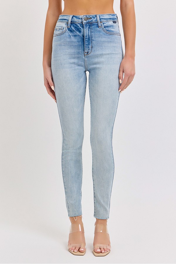 High Rise Ankle Skinny with Straight Cut Hem